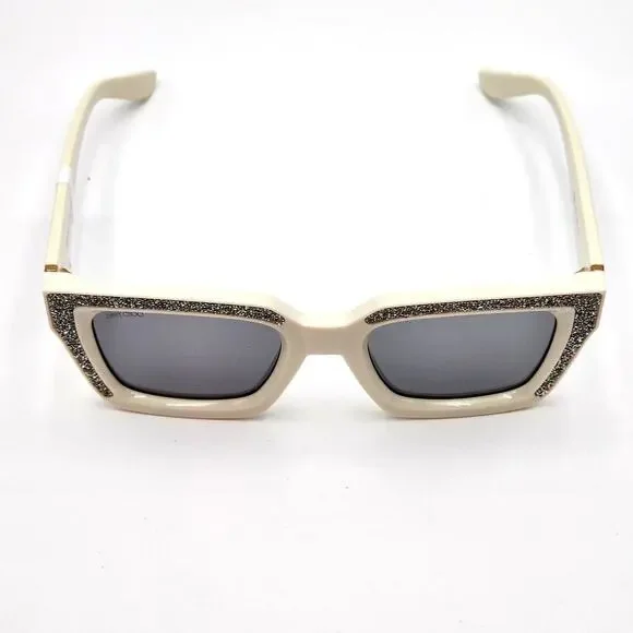 Jimmy Choo 51MM Embellished White/Ivory Rectangle Sunglasses - Picture 13 of 13